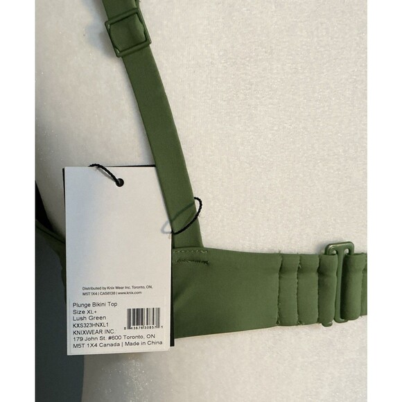 NEW Knix Deep V Plunge Bikini Top Swimsuit  Adjustable Straps Green Size XL+ - Picture 5 of 8